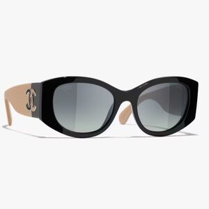 CHANEL ✨Authentic Oval Color Block Sunnies✨2024 Black/Beige